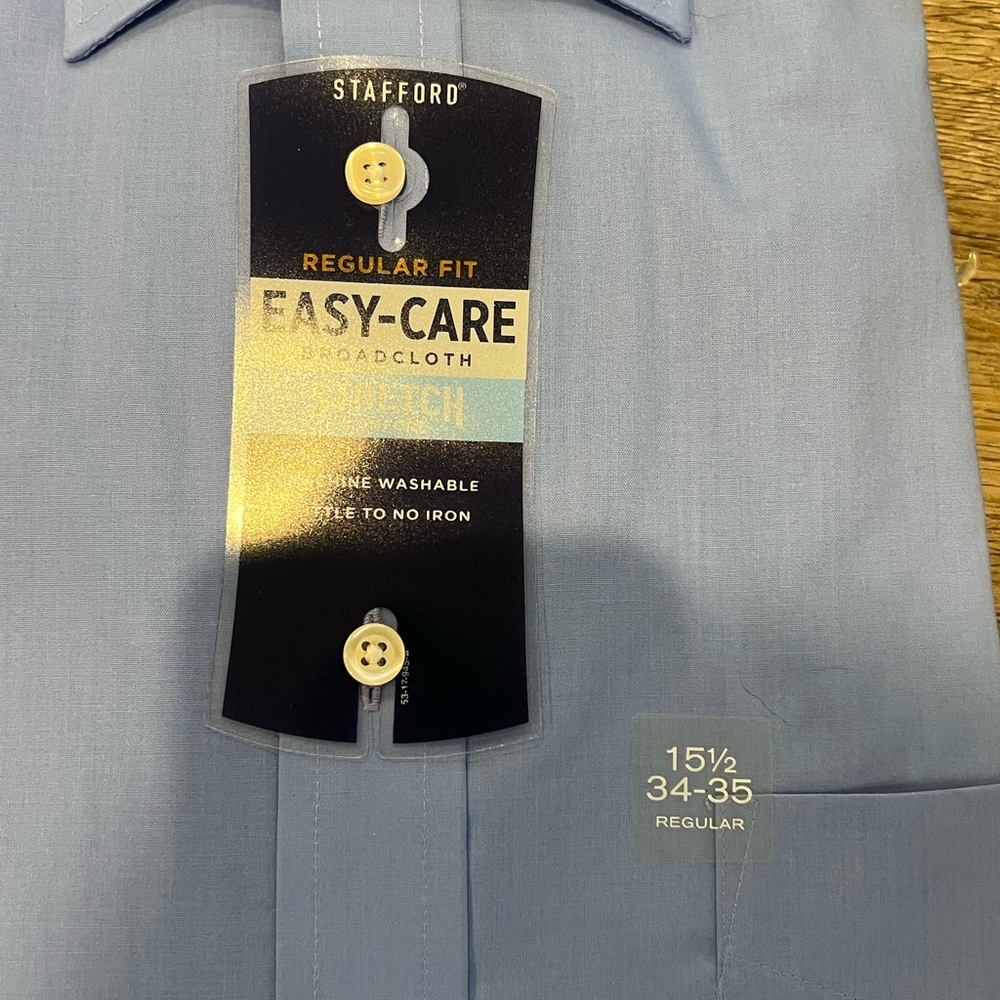 Stafford Men's Light Blue Stretch Dress Shirt - Picture 2 of 4